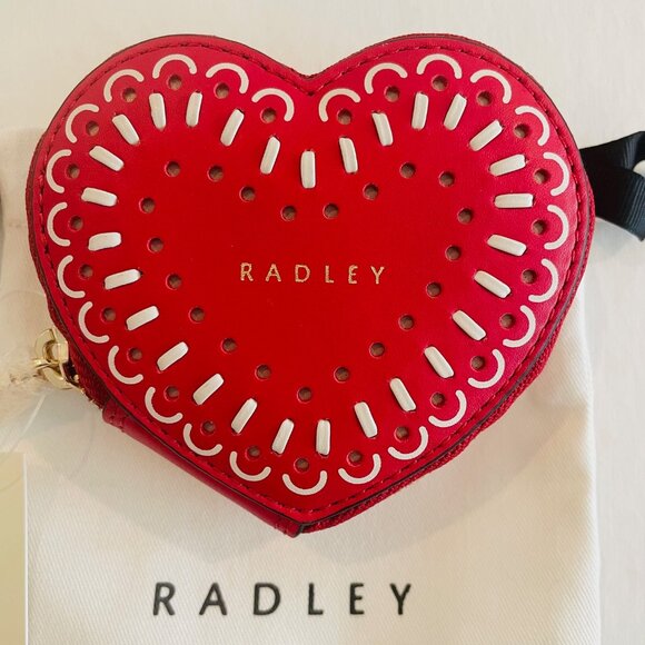 Radley London Leather Heart Shaped Coin Purse, red - Picture 8 of 10